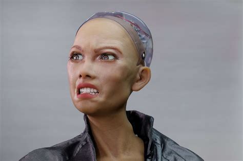 sophia robot with hair